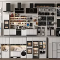 Modern Display Wall Featuring Various Household Appliances Including Kitchen And Home Devices