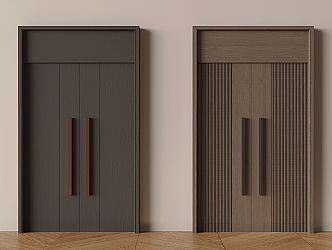 Modern Light Luxury Double Door Solid Wood Double Door Flat Door 3d model