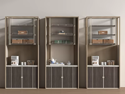 Modern Minimalist Sideboard With Open Shelves And Cabinet Doors For Storage 3d model