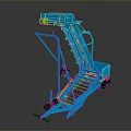 Blue Industrial Conveyor Machine With Elevated Belt And Metal Frame