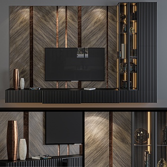 Light Luxury TV Background Cabinet 3d model