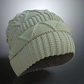Cream Colored Knitted Beanie With Cable Knit Texture For Warm Winter Wear
