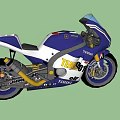YAMAHA Racing Motorcycle With Blue And White Color TEAMO Elf Logos And Streamlined Design