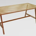 Modern Office Desk With Golden Mesh Top And Crossed Metal Legs Design
