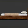 Modern Wooden Double Bed With Headboard Bedside Tables Mattress And Pillows