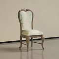 Elegant Classic Dining Chair With Ornate Carved Back Floral Upholstered Seat And Curved Wooden Legs