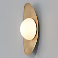 Modern Brass Wall Lamp With Round White Shade And Sleek Design On Gray Wall