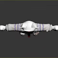 Cat Character In Astronaut Suit With Red Tie Purple Buttons And Striped Design