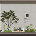 Zen Interior Landscape Design With Slender Tree Decorative Stones Small Plants And Soft Lights