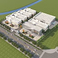 Aerial View of Modern Industrial Factory with Multiple Buildings Efficient Layout River and Green Surroundings