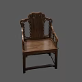 Wooden Chinese Style Armchair With Intricate Carved Patterns And Classical Design