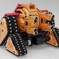 Industrial Equipment With Tracked Base And Multi Arm Mechanical Structure In Gold Red
