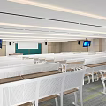 Modern School Lecture Hall With White Chairs And Screens 3d model