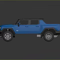 Modern Blue Pickup Truck With Transparent Roof And Rugged Wheels Design