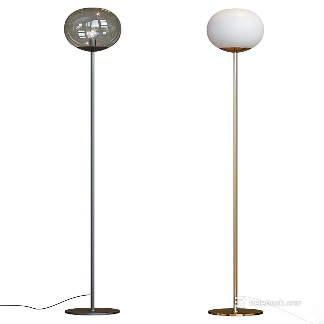 Modern Floor Lamp With Spherical Shade In Black And Gold For Interior Decor 3d model 