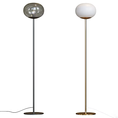 Modern Floor Lamp With Spherical Shade In Black And Gold For Interior Decor 3d model