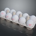 Cute Easter Rabbit Themed White Eggs With Red Text In Paper Carton Package 3d model