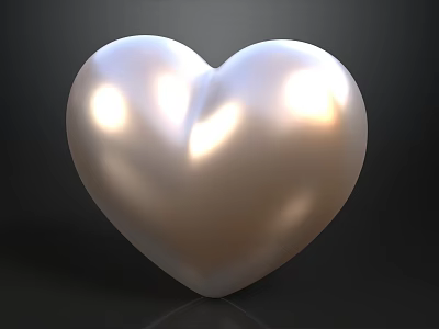 Shiny White Heart Shaped Pearl With Glossy Surface On Dark Background 3d model