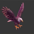 Eagle Statue With Spread Wings White Head Yellow Beak And Yellow Talons On Dark Background