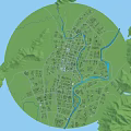 Aerial Planning of Urban Layout with River Green Spaces and Road Network