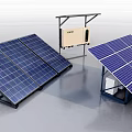 Industrial Solar Power Equipment Featuring Panels Mounting Brackets and Inverter Unit