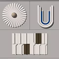 Modern Wall Decor with Radial Circular Design U Shaped Accent and Piano Key Pattern 3d model
