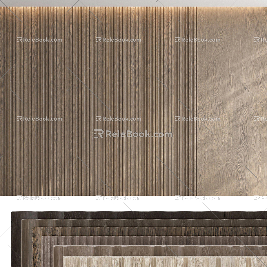 Modern background wall solid wood background wall panel 3d model