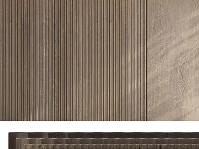 Modern Dark Wooden Wall Panel Design With Vertical Stripes And Spliced Texture 3d model