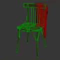 Vintage Wooden Leisure Chair With Plaid Blanket Draped Over Backrest