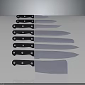 Different Sizes Kitchen Knives With Black Handles And Silver Blades For Cooking