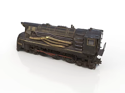 Vintage Black Steam Train Model With Gold Stripes And Retro Design 3d model