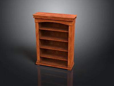 Traditional Solid Wood Bookcase Furniture With Multiple Shelves And Decorative Edges 3d model