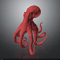 Vibrant Pink Octopus Figurine With Curled Tentacles On Shiny Surface 3d model