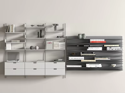 Modern Multifunctional Shelving Unit With Open Compartments Drawers Books And Decorative Items 3d model