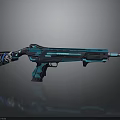 Modern Teal And Black Shotgun With Sleek Design Glossy Finish And Reflective Surface