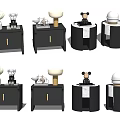 Modern Bedside Nightstands With Table Lamps Drawers And Decorative Figurines