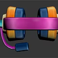 Colorful Pink Headband Headphones With Blue Orange Ear Cups And Microphone For Modern Audio Experience