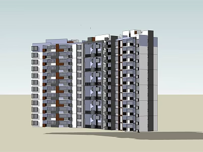 Modern High Rise Apartment Building Exterior With Contemporary Design And Balconies 3d model