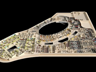 Aerial View Urban Planning Design With Building Layout Road Networks And Green Spaces 3d model