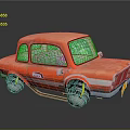 Vintage Orange Car With White Stripes Orange Interior And Unique Wheels