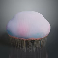 Pastel Pink And Blue Jellyfish With Soft Dome Body And Long Transparent Tentacles