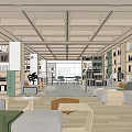 Library internal reading room bookstore book bar bookshelf library 3d model