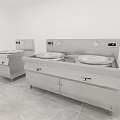 Commercial Stainless Steel Kitchen Appliances With Cooking Ranges And Control Panels