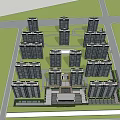 Aerial View Of Modern Residential Complex With High Rise Buildings And Central Green Area