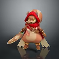 Cute Red Hooded Squirrel Character In Cloak Holding Sword With Brown Boots And Adventurous Style