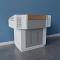 Modern Functional Desk With White Body Wooden Top And Side Ventilation Holes