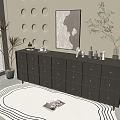 Modern Black Wood Grain Entrance Cabinet Sideboard Cabinet Balcony Cabinet Storage Cabinet Entrance Cabinet 3d model