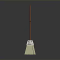 Broom With Wooden Handle Green Bristles And Metal Frame On Grey Background With Reflection