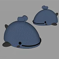 Blue Whale Shaped Fabric Sofa Stools With Cute Eyes And Tail Design 3d model