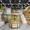 Spacious Fruit Store Interior With Fresh Fruits 3d model